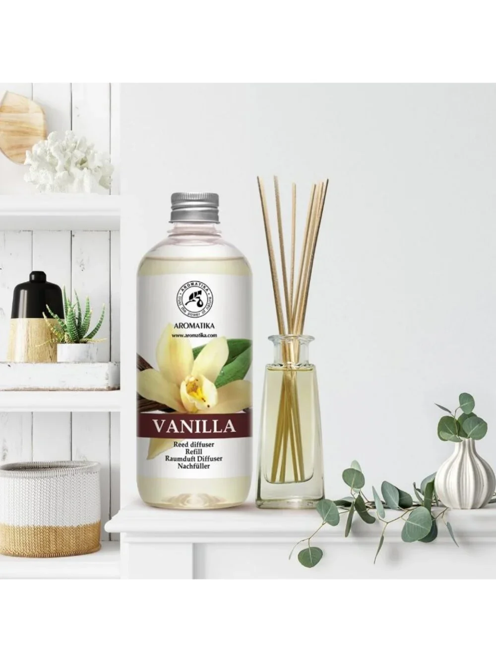 Vanilla Scented Reed Diffuser Refill - 3x500ml Home Fragrance Oil - Long Lasting